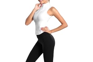 FEOYA Womens Full Zip Sports Vest Slim Fit Workout Gym Tops Stand Collar Sleeveless Yoga Running Tank Tops Skinny Athletic Sleeveless Shirts Quick Dry Breathable Fitness Yoga Gym Vest Top