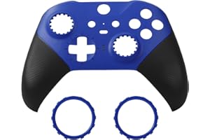 Ceozon Replacement Faceplate Cover Front Housing Shell Repair Accessories Kit for Xbox One Elite Controller Series 2 Included Joystick Rings (Blue)