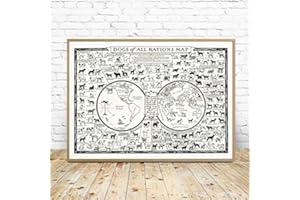 TNND Dogs Of All Nations Map Prints Dogs Calendar Map Of The World Poster Wall Decor Home Decor Art Wall Decor Metal Sign Poster 8x12 inches