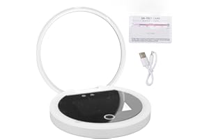 ZUNATE Espejo Cosmético UV para el Cuidado de la Piel con Protector Solar, Espejo de Doble Cara Portátil con Aumento 2X con Cámara UV, Espejo de Viaje Plegable de 3,8 Pulgadas para