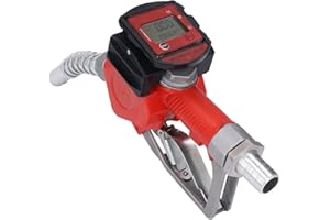 1in BSP Automatische Betankungsdüse K28 10-60 L/min Aluminiumlegierung Digitaler Durchflussmesser Benzin Zapfpistole 3-stellige Digitalanzeige Rot