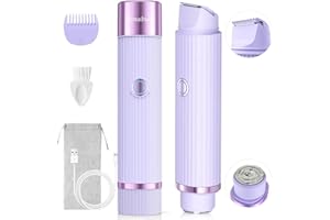 Rasoir Electrique Femme, Denabuty 2 en 1 Tondeuse Bikini et Epilateur Visage pour Femmes Rechargeable, Tondeuse pour Intime Maillot et Corps