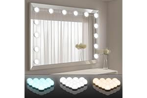 JRXH Hollywood Stil Eitelkeits Spiegel Lichter Kit, Justierbare Farbe und Helligkeit mit 14 LED Glühbirnen Schminklicht, Spiegel Beleuchtung Spiegelleuchte für Make up Eitelkeits Tisch