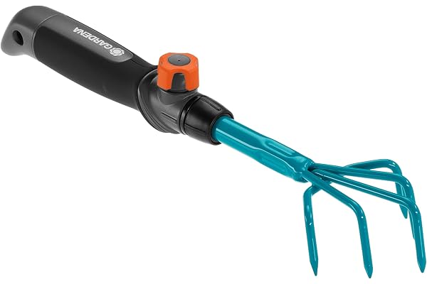 Griffe à fleurs Combisystem de Gardena : griffe piocheuse à 5 dents pour ameublir le sol des massifs et jardinières, largeur 7 cm, poignée ergonomique, protection contre la corrosion (8923-20)