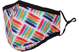 WEDDECOR Washable Reusable 3 Layer Cotton Face mask Face Covering Bandana Face Mask Breathable Fashion Face Mask for Protection Against Pollution, Colourful Stripes, 1pc