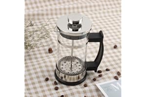 FOCKET Caffettiera a Pressione, Acciaio Inossidabile 304 Doppia Filtrazione Caffettiera in Vetro Resistente a Freddo e Caldo Caffettiera a Filtro Francese Bollitore per tè Domestico, Antiruggine e Lavabile