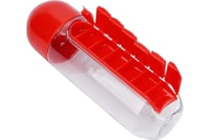 ZJCHAO Portatile 2 in 1 Portapillole Organizzatore con Bottiglia D'acqua, Bottiglia D'acqua per la Conservazione dei Medicinali Organizzatore Giornaliero per Portapillole Organizzatore per la Conservazione