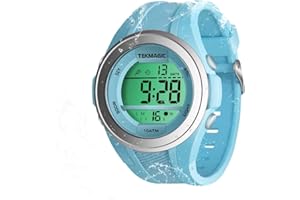 WARMHAND TEKMAGIC Ragazzi Ragazze Orologio da polso per Nuoto, Immersioni in Subacquea 100m Sott'acqua con Funzioni Cronometro, Cronografo, Sveglia, Doppio Fuso Orario, Formato 12/24 Ore
