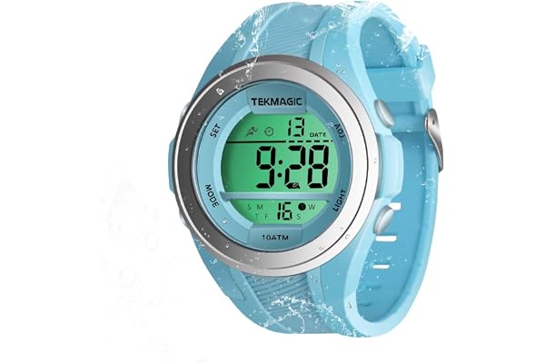 Montre Bracelet Filles Etanche 100 Mètres pour Plongée et Piscine avec Chronomètre, Réveil, Minuteur, Double Fuseau Horaire, Calendrier, Rétroéclairage, Format 12 ou 24 Heures