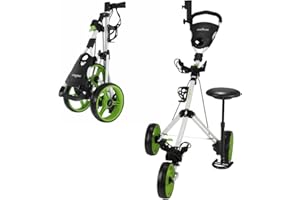 Caddymatic Golf X-TREME 3 Wheel Push/Pull Golf Cart with Seat White/Green