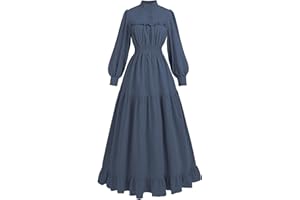 CR ROLECOS Black Victorian Dress for Women Long Sleeve Edwardian Dress Gothic Renaissance Costume