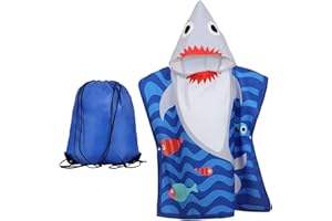 Ansamy Children Beach Towel Robe Bathrobe Poncho, Kids Hooded Beach Bath Poncho Towels, Soft and Breathable Swimwear Changing Towel for Surfing Swimming Kids Girl Boy (Dolphin)