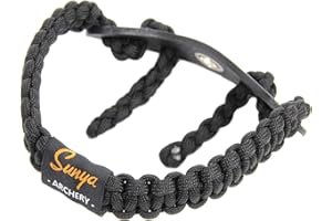 Sunya Archery Correa de muñeca para de Arco Compuesto, Ligera 550 Paracord, Yugo de Cuero Genuino sin Dividir con arandela de latón