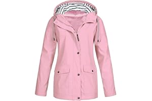 HOT1950S Waterproof Jacket for Women Clearance Long Sleeve Sunscreen Zip Waterproof Jacket Hooded Sports Jacket with Pocket Loose Fit Warm Hoodies Coat Plus Size Outdoor Casual Coat Jacket Business Loung
