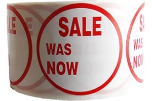 COMPLETESHOPFITTINGS Sale was Now Self Adhesive Stickers Sticky Labels Price Labels for Retail Price Display 45mm Diamter Roll of 500 Stickers