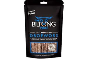 The Biltong Man Tasty Traditional Droëwors Sticks – High-Protein Beef Snack, 250g