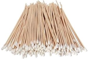 Haishell 100 Pcs 6 Inch Extra Long Cotton Swabs with Wooden Handle Natural Pure Cotton Buds Ear Picks