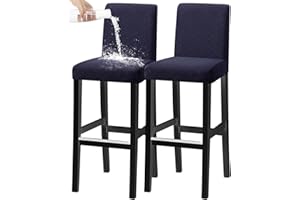 KELUINA Bar Stuhl Hocker Abdeckungen, Stretch Abnehmbare Waschbare Stuhl Slipcover für Kurze Dreh Dinning Stuhl Rücken Stuhl Bar Hocker Stuhl (Marine,2er-Set)