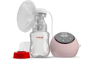Luvlap Adore Electric Breast Pump with 2 Phase Pumping, Rechargeable Battery, Digital TouchScreen, Smart Memory, Dual Power Mode, 2pcs Breast pads free, Soft & Gentle, BPA Free