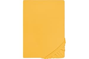 ‎BIBERNA biberna 0077144 Spannbetttuch Feinjersey (Matratzenhöhe max. 22 cm), gekämmte Baumwolle, superweich 1x 140x200 cm > 160x200 cm leicht gelb