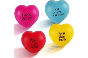 Ainiv Set med 4 motiverande anti-stressboll, med motiverande text, mini-sensorisk boll för att lindra ångest (hjärtform)