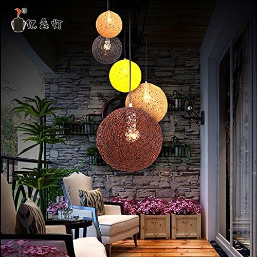 (FuRongHuang) Modern chandeliers southeast asia rattan ma ball chandeliers modern minimalist circular hallway color, pink, spotlight on combination 20+25+30 (no light source)