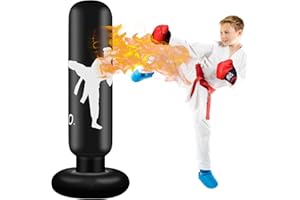 ZephyrCraft Aufblasbarer Boxsack für Kinder 160cm, Standboxsack zum Üben von Karate, Taekwondo, MMA, Kinderboxsack für Jungen und Mädchen ab 6 Jahren