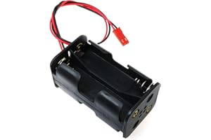 YUNIQUE GREEN-CLEAN-POWER - Portapilas para 4 Pilas AA con Cable JST | Instalación DIY Fácil | Compacto y Portátil | Adecuado para Drones, Radio, Negro, Plástico