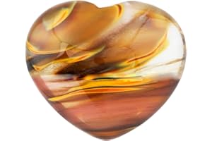 Nupuyai Volcano Cherry Quartz Heart Palm Worry Stone for Chakra Reiki, Healing Crystal Love Stone for Home Decoration 45mm