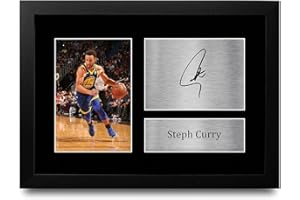 HWC Trading FR A4 Stephen Steph Curry Golden State Warriors Cadeaux imprimés photo autographe signée pour les fans de basket-ball - A4 Encadré