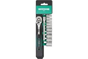 WIESEMANN 1893 Wiesemann 80003 - Set di chiavi tubolari da 12 pezzi con supporto, in acciaio al cromo-vanadio, cricchetto da 1/4” (0,6 cm), estensione: 100 m, 4 mm, 13 mm, inserti esagonali