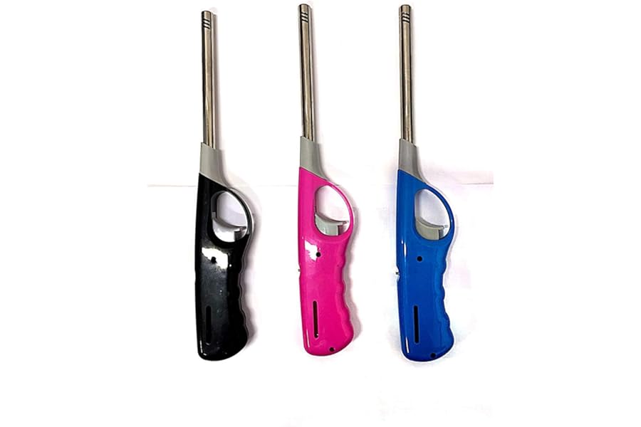 KARAN KING® Pack of 3 Refillable Safety Gas Candle BBQ Fire Lighter Plastic 27 cm Colour