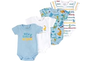 Chicco, Body Neonato e Neonata, Set di 4 Body con Maniche Corte in 100% Cotone, Unisex Bambino e Bambina 0-24 Mesi, Designed in Italy