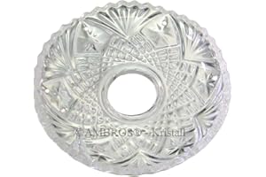 AMBROS - KRISTALL Lichtschale~ Bobeche Ø100mm Bleikristall 6 Seitenringe Messing ~ Kronleuchter Lüster