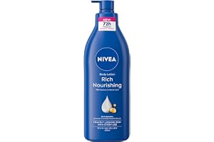 NIVEA Rich Nourishing Body Lotion, 400 ml | Fuktgivande lotion med ren hyaluron, mandelolja och Deep Nourish-serum, 72 timmars fukt, snabbabsorberande