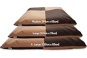 Kosiproducts Beanbag Floor Cushion Pillow indoor outdoor garden Water Resistant 100% soft luxury Polyester Fabric (Large [114cm x 75cm], BEIGE-BLACK)