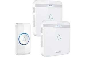 AVANTEK Timbre inalámbrico, botón de timbre, timbre de puerta impermeable IP55 con 2 receptores enchufables, flash LED, 5 niveles de volumen, 52 melodías, alcance de funcionamiento de 400 m, color