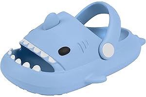 LAKIGE Kids Shark Clogs Boys Girls Sliders Summer Clogs Slides Sandals Non-Slip Beach Pool Shower and Bathing Slippers