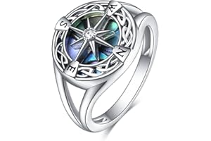URONE Sterling Silber Ringe Abalone Muschel Kompass Ringe niedlich Abschluss Schmuck Geschenke für Frauen Mädchen