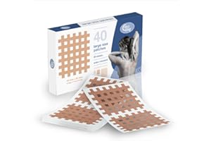 CURETAPE CrossLinq Acupresión, Acupuntura | Alivio de Edemas y Dolores | CrossTape | Cintas no elásticas en forma de rejilla | Parches en forma de cruz (40 unidades-Grande) | Beige