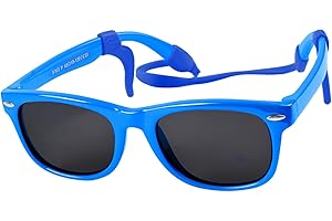 besbomig Klasyczne Dziecięce Okulary Przeciwsłoneczne dla Dzieci z Polaryzacją Ochrona UV 400 Okulary Prostokątne Elastyczna Ramka dla Dziewczynek Chłopców Maluch Wiek 3-12