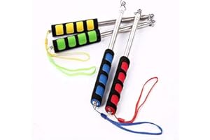 Angeer 4 Pcs/Set Telescopic Flagpole Portable Stainless Steel Extendable Handheld with Sponge Grip Teaching Pointer for Tour Guides (Red+Yellow+Blue+Green)