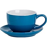 Argon Tableware Farbige Cappuccino Tasse und Untertasse - Modern Style Porzellan-Tee-und Kaffeetasse - Blau - 250ml