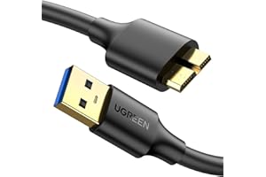 UGREEN Câble USB 3.0 Mâle A vers Micro B Câble Disque Dur Compatible avec USB 3.0 Boîtier Disque Dur Western Digital My Passport Elements My Book Toshiba Canvio Basics Seagate Maxtor (0.5M)