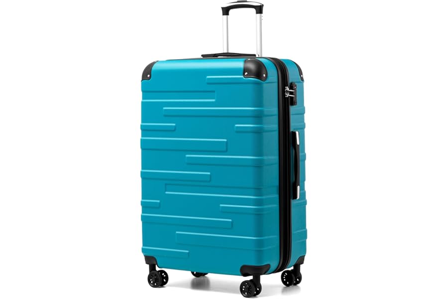 COOLIFE Hard Shell Suitcase with TSA Lock and 4 Spinner Wheels Lightweight Durable (Turquoise Green, L(77cm 93L))