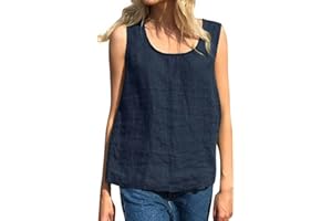 CGGMVCG Damen Tank Top Plus Size Lose Casual Baumwolle Leinen Einfarbig T Shirts U-Ausschnitt Ärmellos Blusen für Frauen