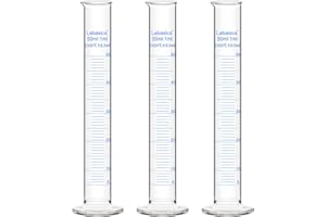 Labasics 3-Pack Borosilicate Glass 50 ml Heavy Wall Graduated Cylinder Measuring Cylinder