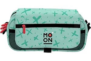 Grafoplás 37546426. Estuche Escolar Tres Cremalleras con Solapa, Verde Mint, Colección Moon, Tamaño: 23x10x10cm