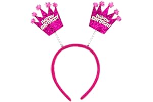 Oblique Unique® Cerchietto per capelli Happy Birthday con paillettes, con paillettes, per compleanno, compleanno, bambina, rosa