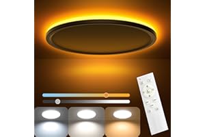 AmazeFan LED Ceiling Light Dimmable - 24 W 2400 LM Ceiling Light with Remote Control - 6 W Night Light Warm - LED Ceiling Light Flat for Bedroom Children's Room Living Room Round (24 W-29 cm White)